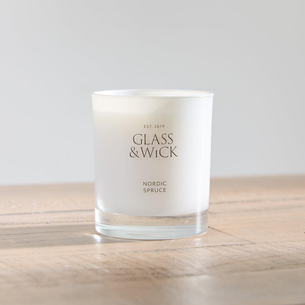Glass and Wick Nordic Pine Candle