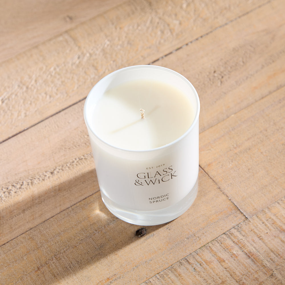 Glass and Wick Nordic Pine Candle