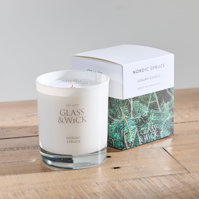 Glass and Wick Nordic Pine Candle
