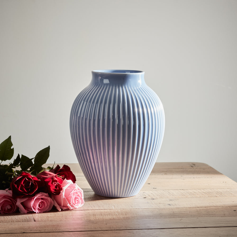 Grooved Lavender Blue Olpe Vase