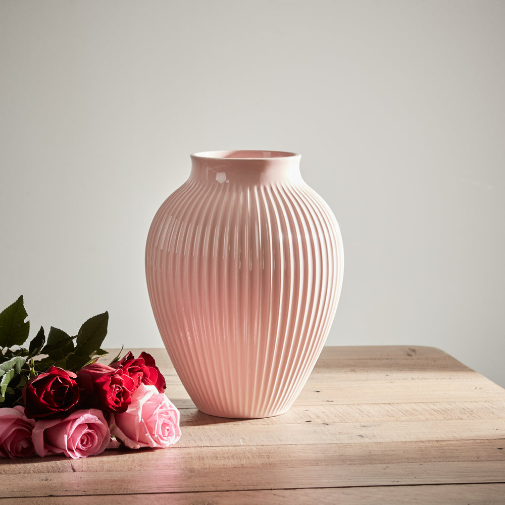 Grooved Pink Olpe Vase